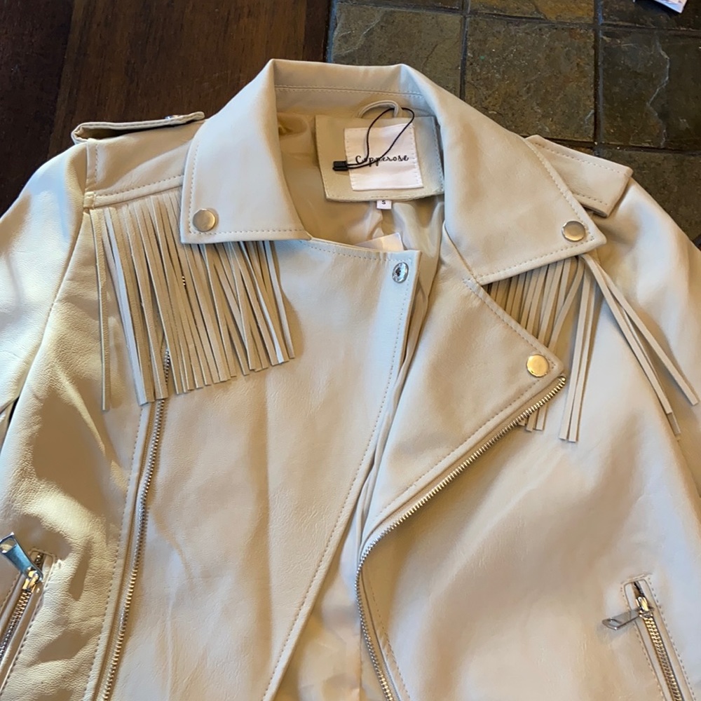 Fringe leather jacket